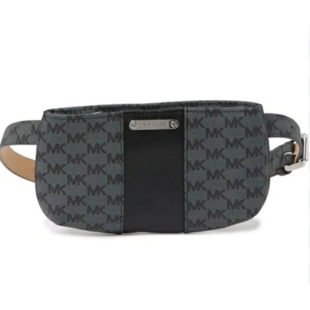 MICHAEL KORS Belt Bag Fanny Pack Logo Monogram Grey Black NEW Small Medium